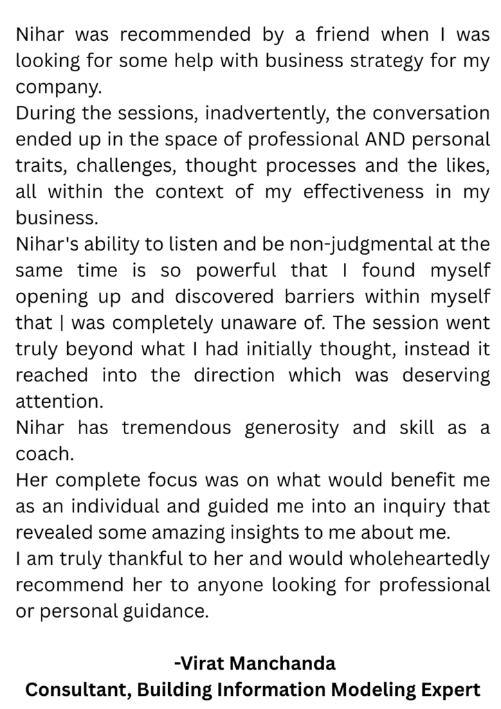 Nihar Sharma Testimonial 4