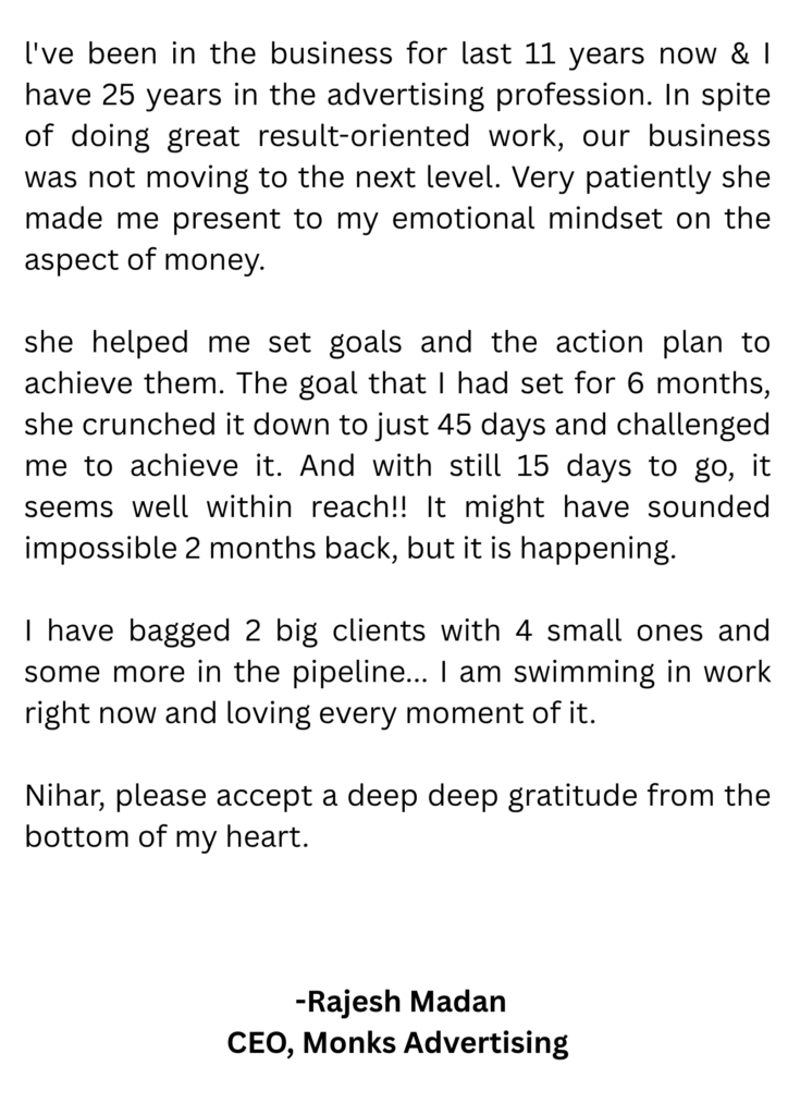 Nihar Sharma Testimonial 5